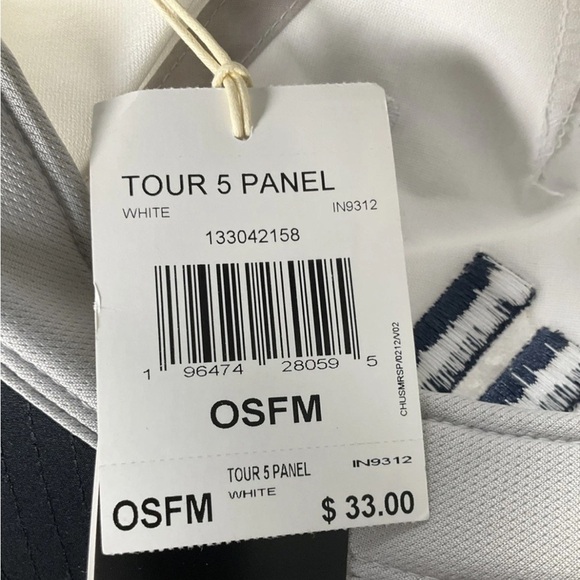 Adidas Unisex 3 Stripe White With Blue Accents SnapBack 5 Panel Baseball Hat - Picture 7 of 7